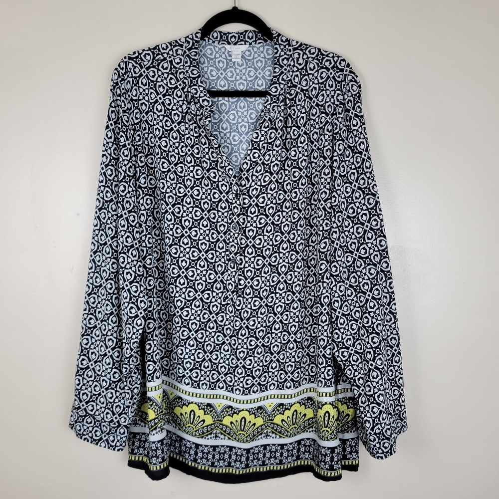 C est 1946 Button Front Popover Blouse